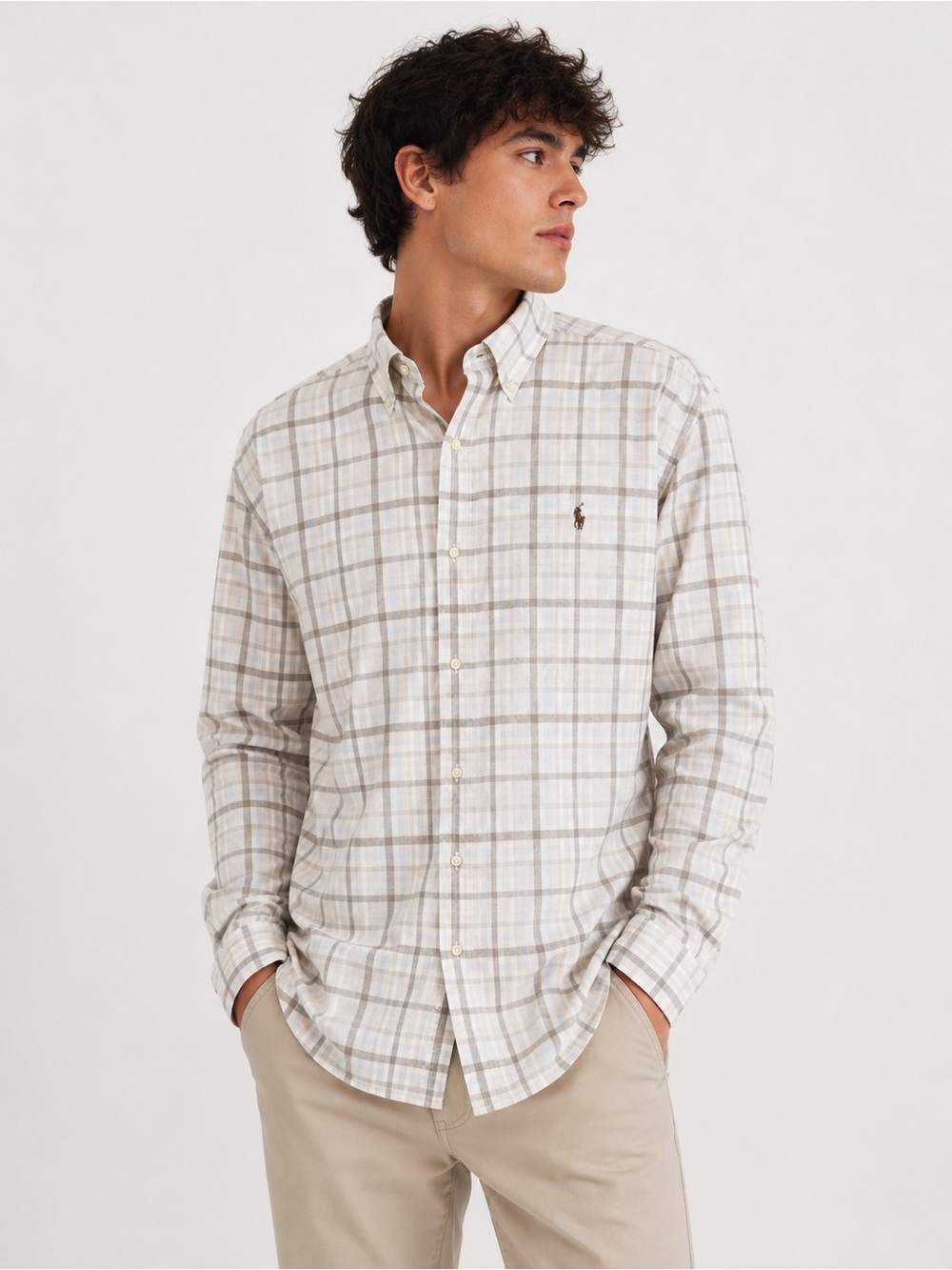 POLO Ralph Lauren Custom Fit - Plaid Button Down Shirt - Polo Pony - Mens Large
